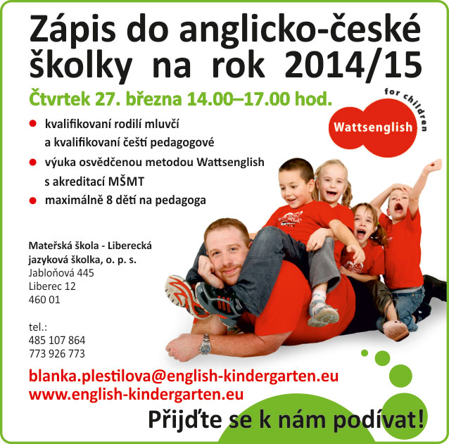 Zápis pro rok 2014/15 proběhne 30.1. od 14:00 do 17:00 hodin